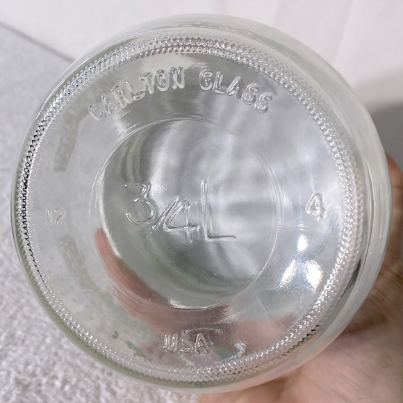 Vintage Carlton Glass Canister 3/4L Pink Victorian Rose Jar W Plastic Lid - Picture 5 of 12